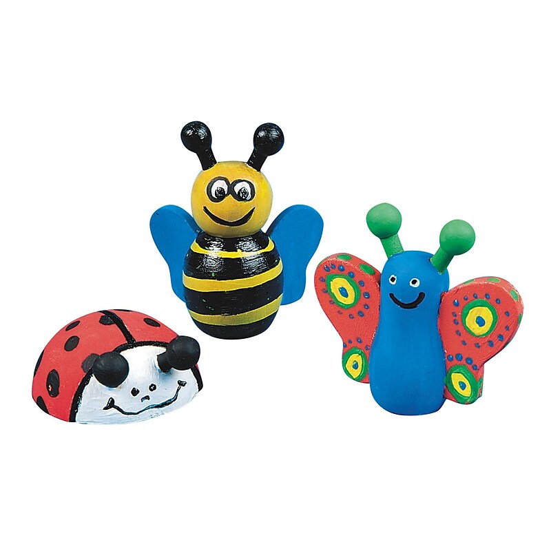 Craft Express Wooden Bee, Butterfly and Ladybug Craft Kit, 12/Pack image 1