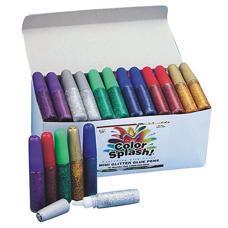Color Splash Mini Glitter Craft Glue Pens, 4 oz., Transparent, 72/Pack (GL607) image 1