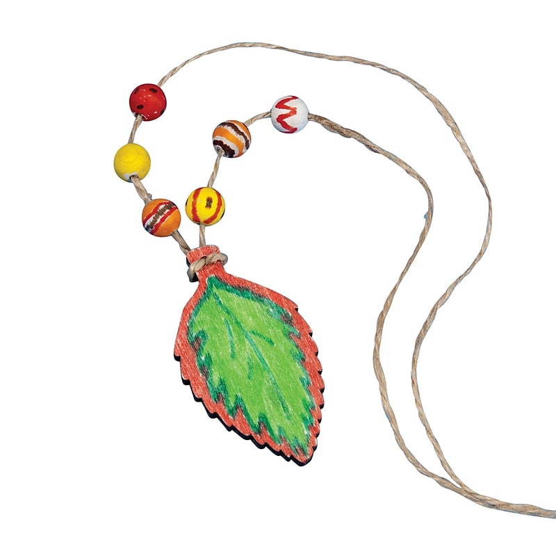 S&S Wood Leaf Necklace Craft Kit, 12/Pack (GP2118) image 1