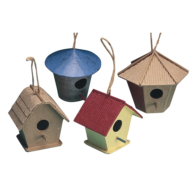 S&S® Paper Mache Mini Birdhouses, 12/Pack image 1