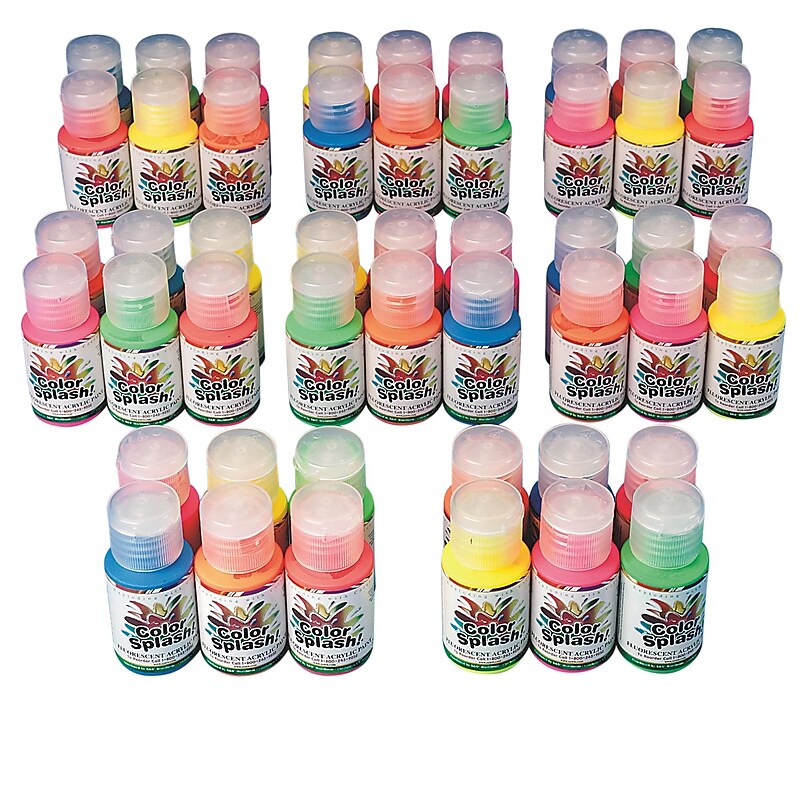 Color Splash® 1 oz. Fluorescent Acrylic Paint Pass Around Pack (PT3369) image 1