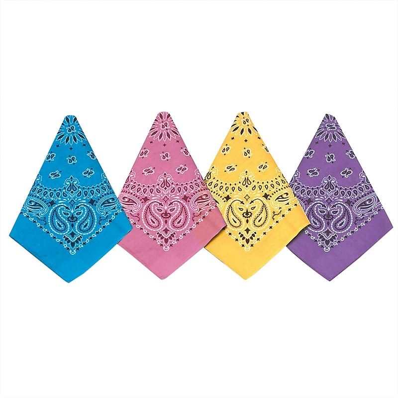 S&S® 21 1/2" Fashion Colors Bandanas, 12/Pack image 1