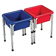 ECR4Kids 2 Station Square Sand and Water Play Table With Lids; Blue/Red/Yellow (ELR12401)