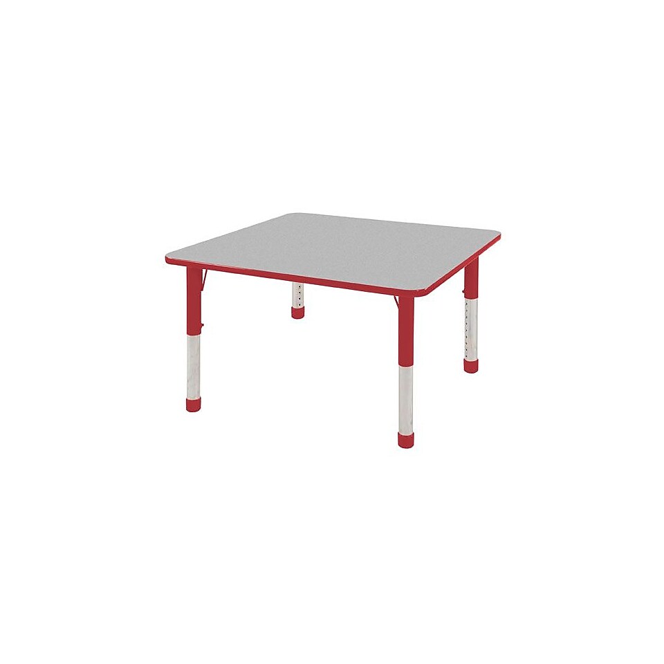 ECR4Kids 30 x 30 Square Activity Table With Chunky legs & Standard Glide, Gray/Red/Red