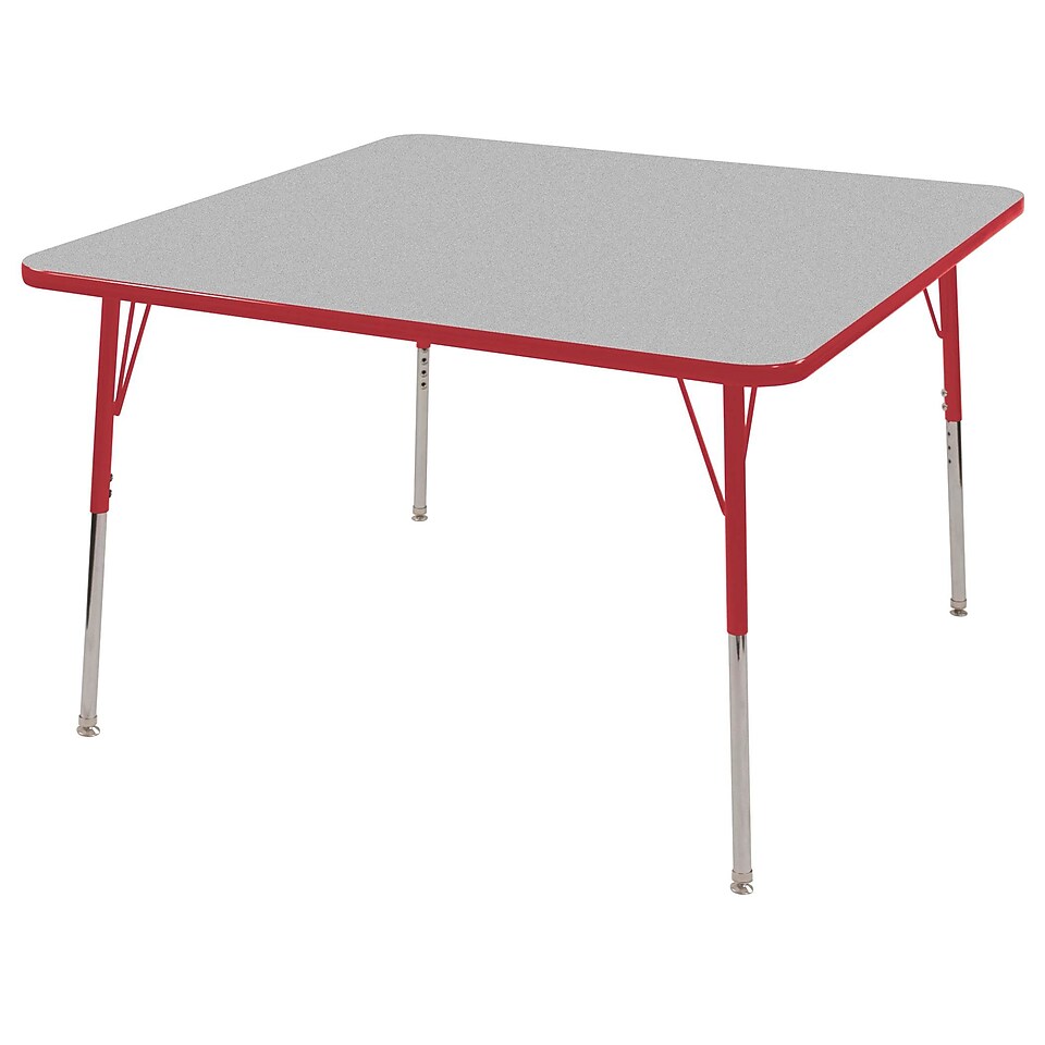 ECR4Kids 30 x 30 Square Activity Table With Toddler Legs & Swivel Glide, Gray/Red/Red