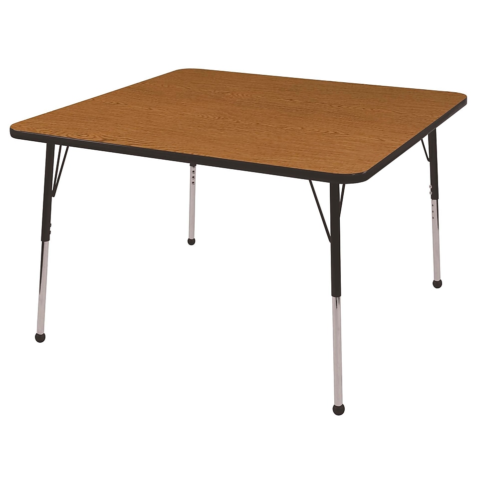 ECR4Kids 48 x 48 Square Activity Table With Standard Legs & Ball Glide, Oak/Black/Black