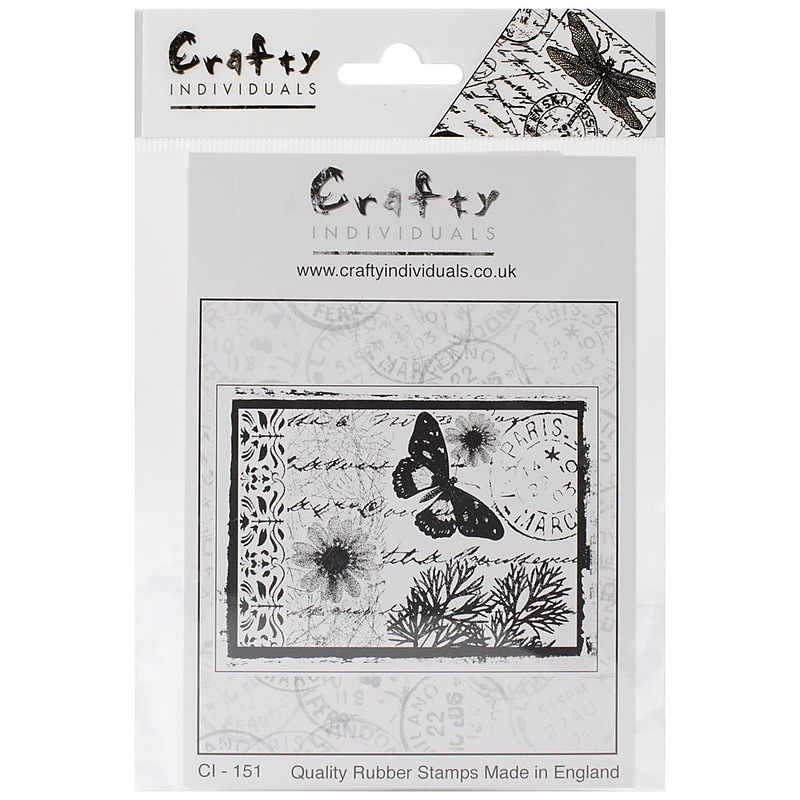 Crafty Individuals Parisian Butterfly Rubber Stamp, Red (CI-151) image 1
