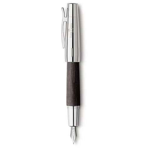 FaberCastell EMotion Fountain Pen, Medium Nib, Pearwood/Chrome Black