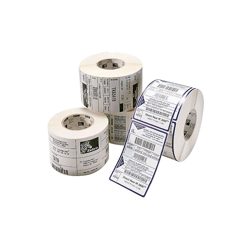 Zebra Z-Select 4000T Permanent Adhesive Thermal Transfer Label for 105SL/S600, White, 2130 Label/Roll, 4/Roll (94681) image 1