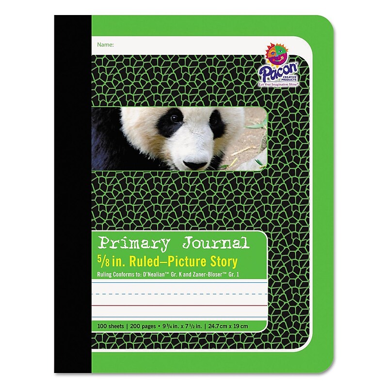 Pacon Primary Journal, 9.75 x 7.5, Illustration/Manuscript Format, Green, 100 Sheets (PAC2428) image 1