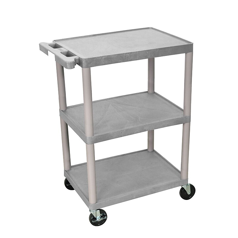 Luxor® HE 3 Shelves Polyethylene Utility Cart, Gray image 1