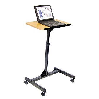 Luxor 3-Shelf Metal Mobile Presentation Cart with Lockable Wheels, Red Oak (LX9128)