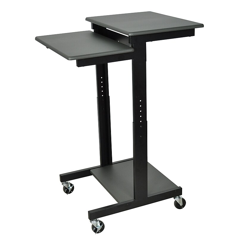 Luxor 2-Shelf Steel/Wood Presentation Workstation Cart, Gray (PS3945) image 1