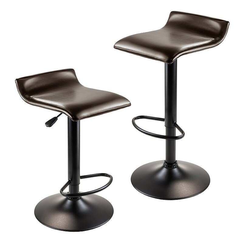 Winsome Paris Faux Leather Swivel Airlift Adjustable Stool With Metal Base, Black/Espresso, 2/Set (93232) image 1