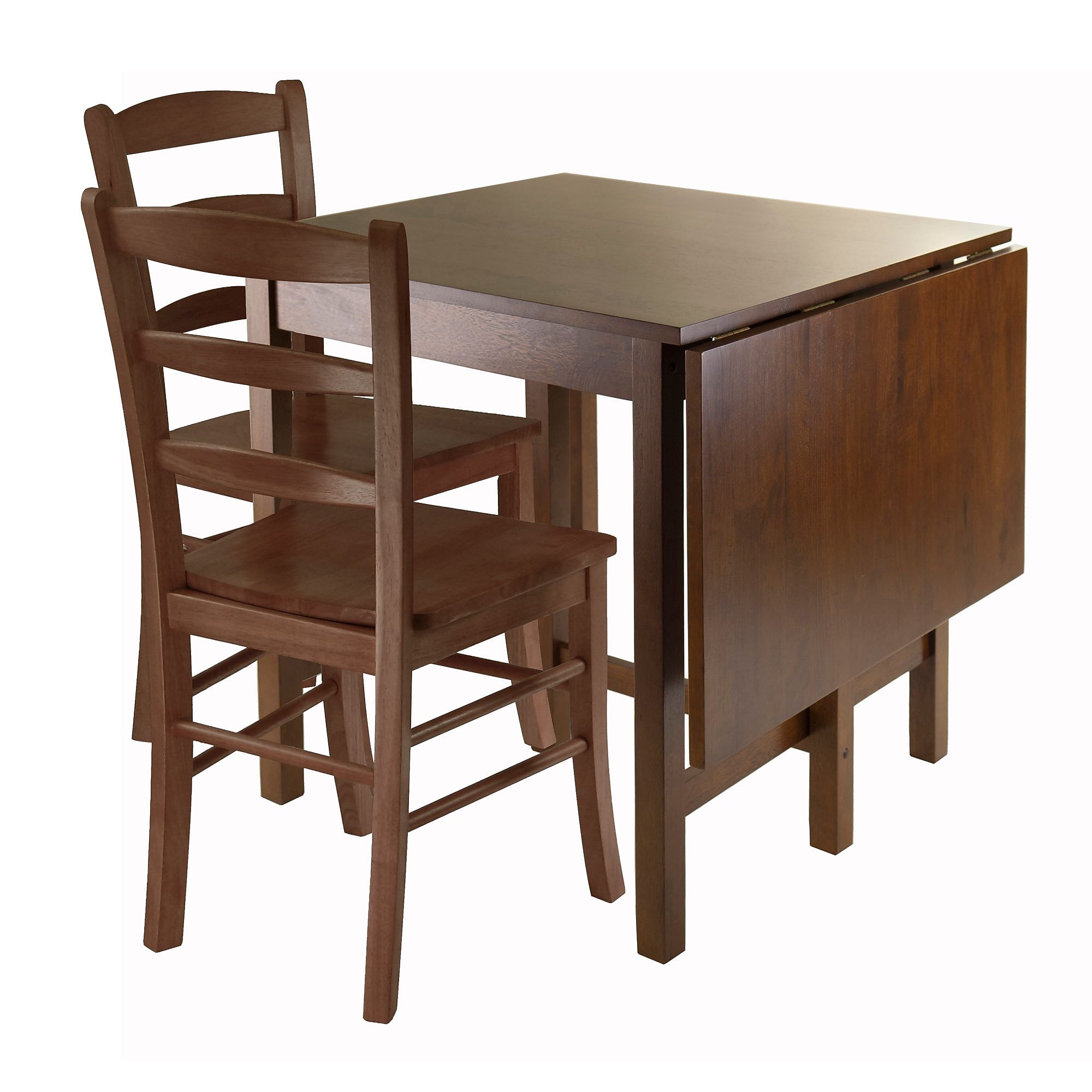 Winsome Lynden 29.53″ Wood Rectangular Dining Table Set With 2 Ladder Back Chairs, Antique Walnut Sansujyuku sansujyuku.com