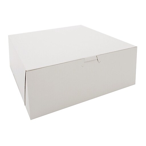 Southern Champion Tray White Paperboard Lock Corner Bakery Box, 4" x 10