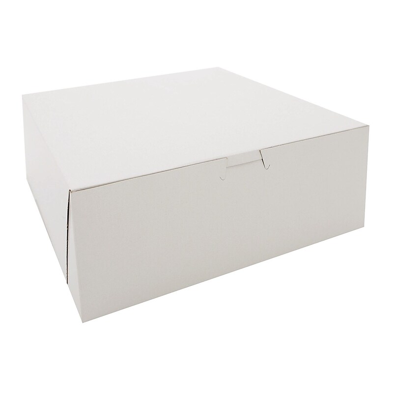 Southern Champion Tray White Paperboard Lock Corner Bakery Box, 4" x 10" x 10", 100/Pack image 1