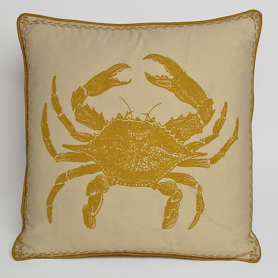 Kevin OBrien Studio Nauticals Crab Throw Pillow; Yellow Submarine