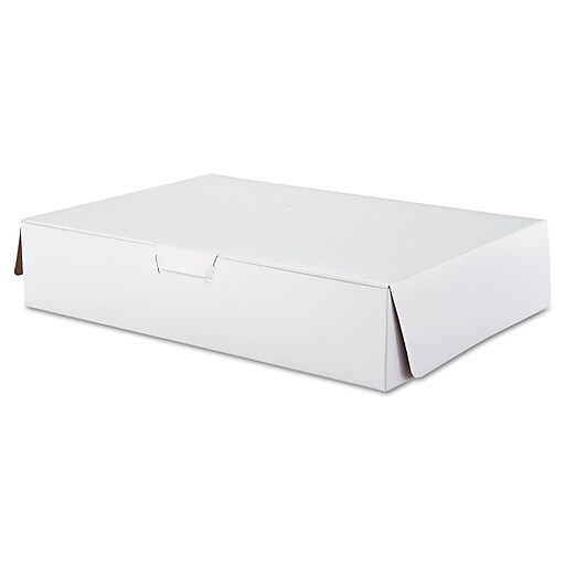 Southern Champion Tray 0983 Premium Clay Coated Kraft Paperboard White Non-Window Lock Corner Bakery Box Case of 200 12 Length x 9 Width x 3 Height