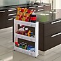 Trademark Global™ 5" Wide Three Tier Slim Slide Out Pantry On Rollers Cart, White~#|#~m000758738_sc7