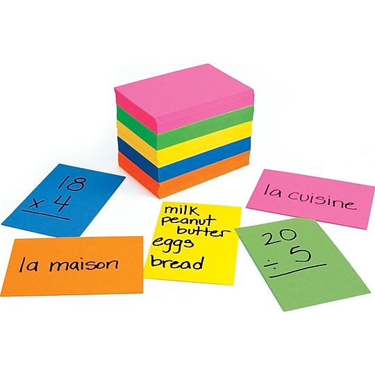 Hygloss Products 3" x 9" Flash Cards, Bright Assorted Colors, 100 Cards per Pack, 4/Bundle (HYG43917)~#|#~m000761786_sc7