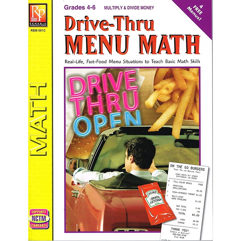 Remedia Drive-Thru Menu Math: Multiply & Divide Money Book, Grades 4 - 6 image 1