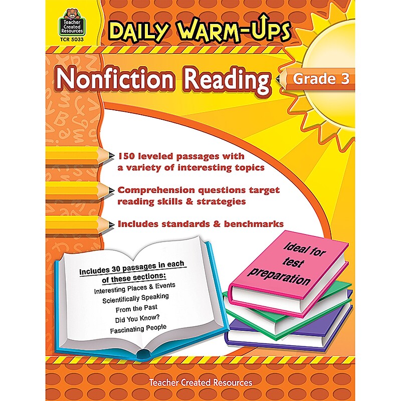 Teacher Created Resources Daily Warm-Ups Nonfiction Reading Activity Book, Grade 3 image 1