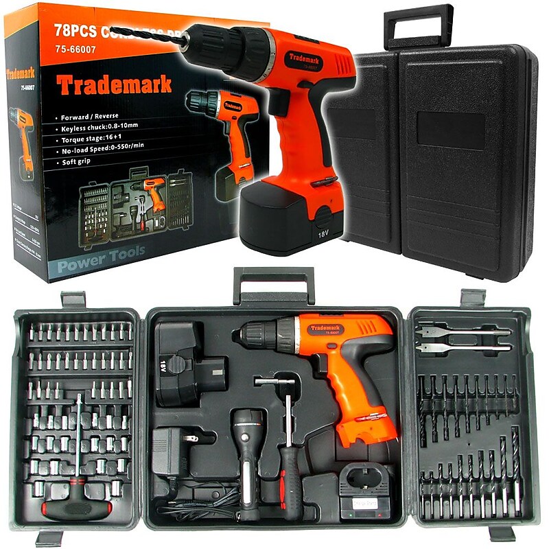 Stalwart 78-Piece 18 V Cordless Drill Set, 0.8 - 10mm (Dia) Capacity (844296060306) image 1