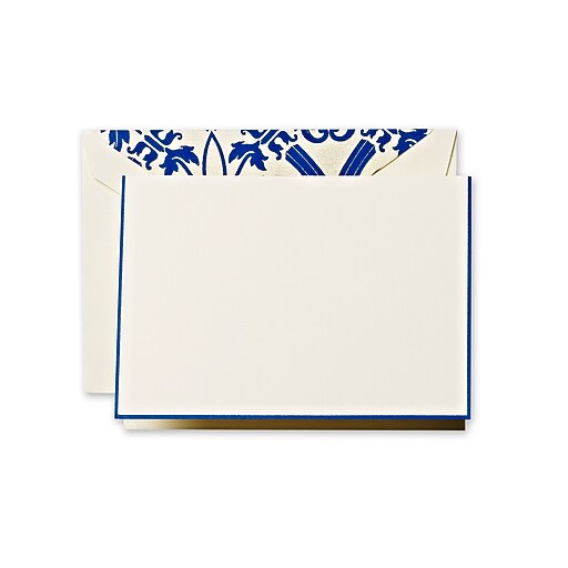 Crane & Co™ Ecru Regency Note With Envelope, Regent Blue Bordered at
