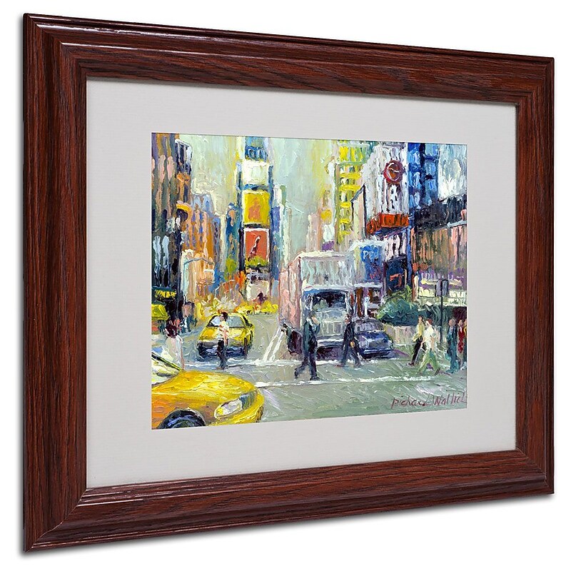 Trademark Fine Art 11" x 14" Acrylic Times Square, Dark Wooden Frame image 1