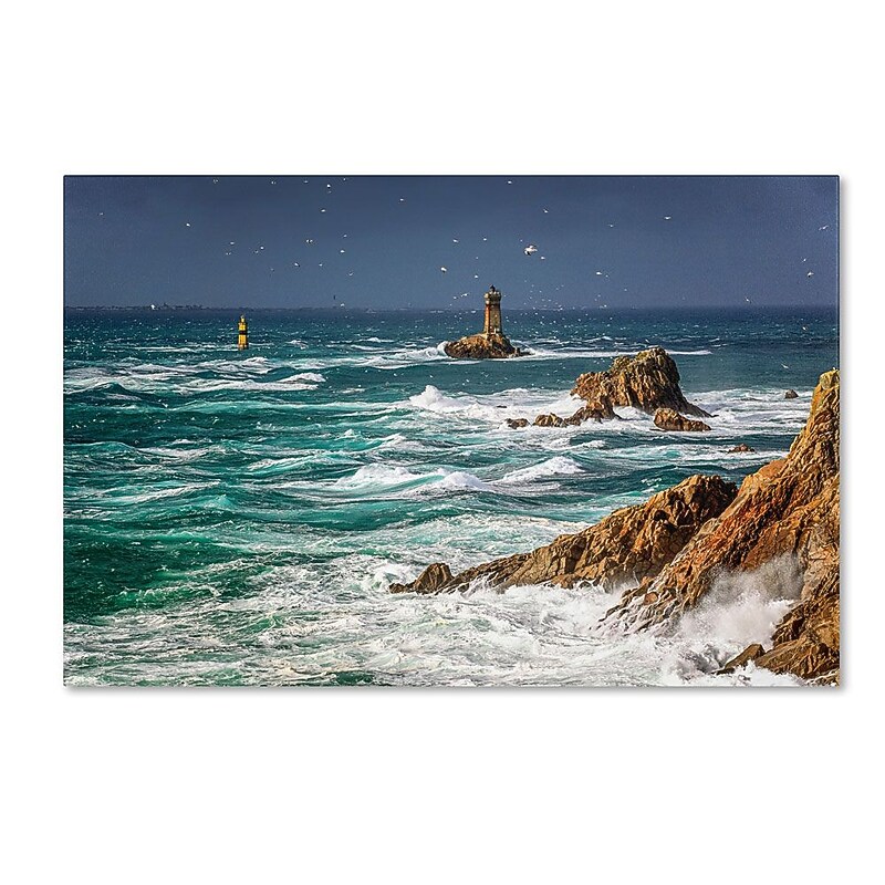 Trademark Fine Art 22" x 32" Wooden Frame Storm in Pointe du Raz image 1