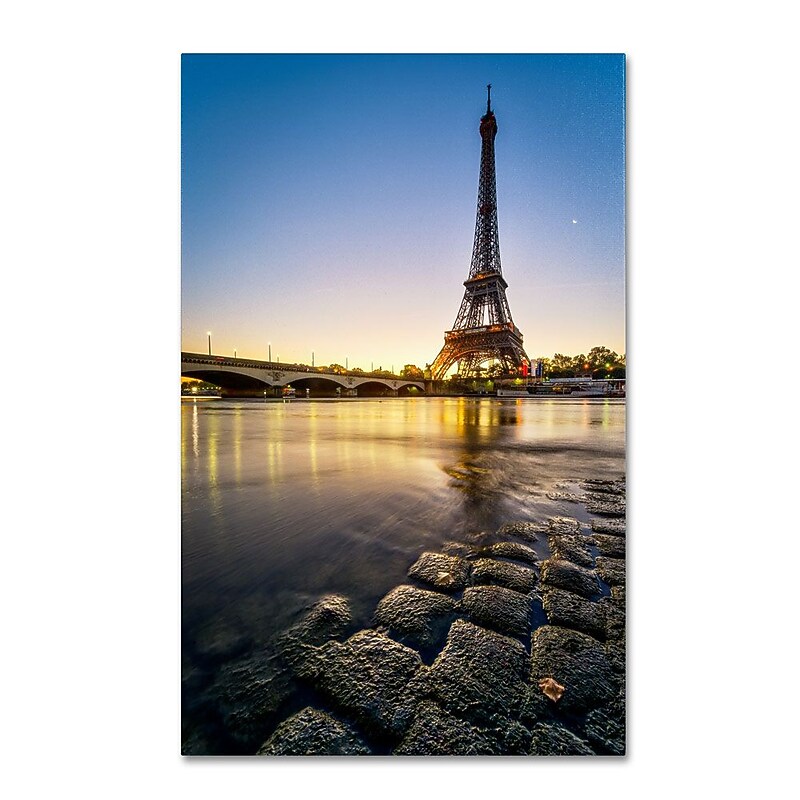 Trademark Fine Art 24" x 16" Wooden Frame Sunrise in Paris image 1