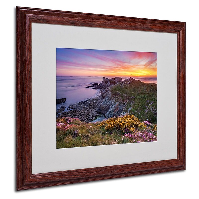 Trademark Fine Art 16" x 20" Acrylic Brittany in Flowers, Wood Frame image 1