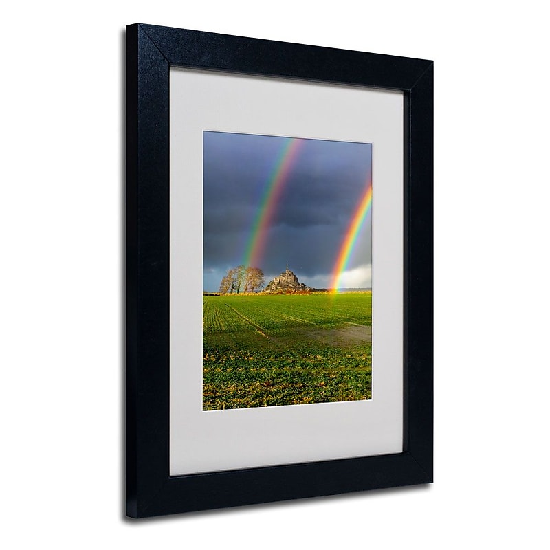 Trademark Fine Art 11" x 14" Acrylic Double Rainbow, Black Frame image 1