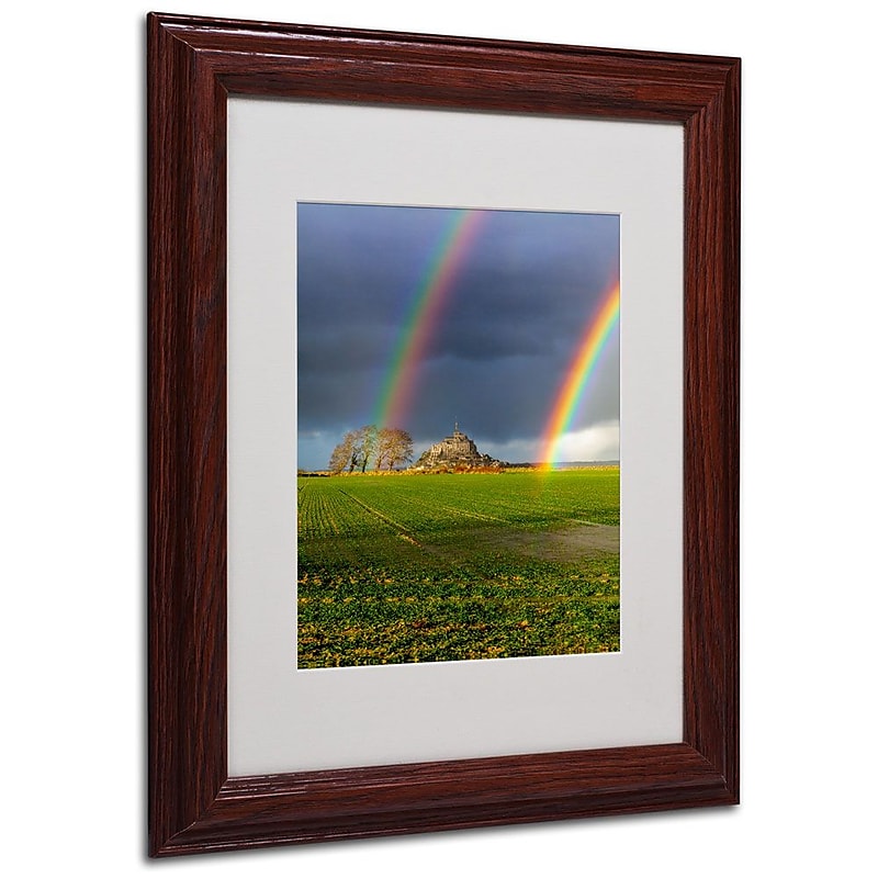 Trademark Fine Art 11" x 14" Acrylic Double Rainbow, Wood Frame image 1