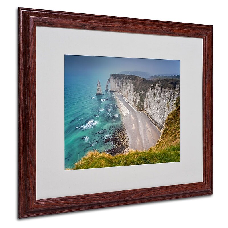 Trademark Fine Art 16" x 20" Acrylic Etretat in The Fog, Wood Frame image 1