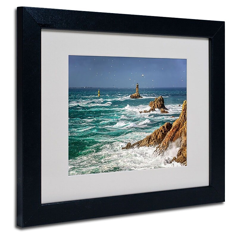 Trademark Fine Art 11" x 14" Acrylic Storm in Pointe du Raz, Black Frame image 1