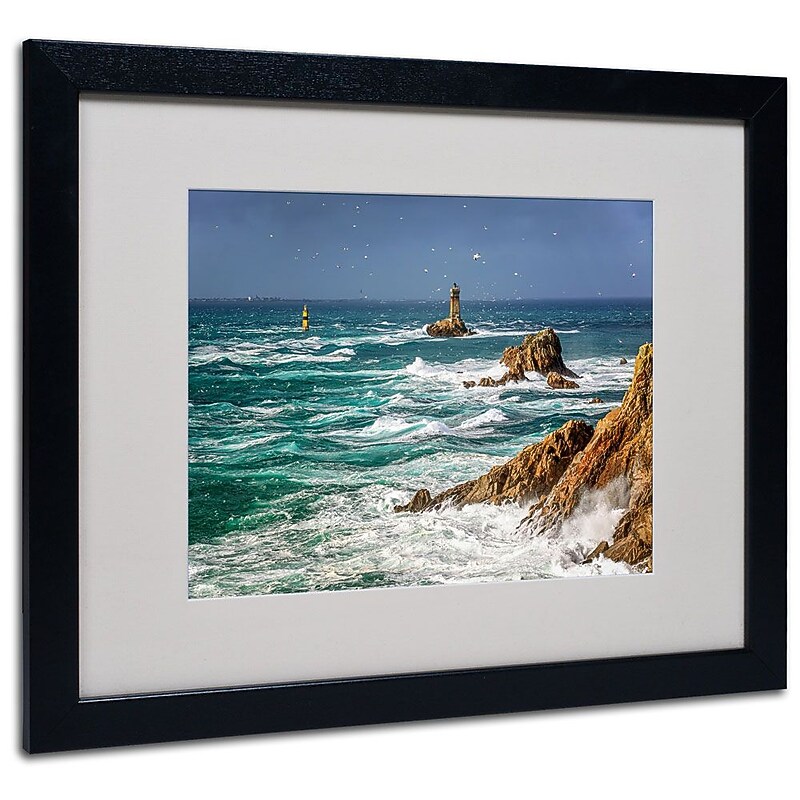 Trademark Fine Art 16" x 20" Canvas Storm in Pointe du Raz, Black Frame image 1