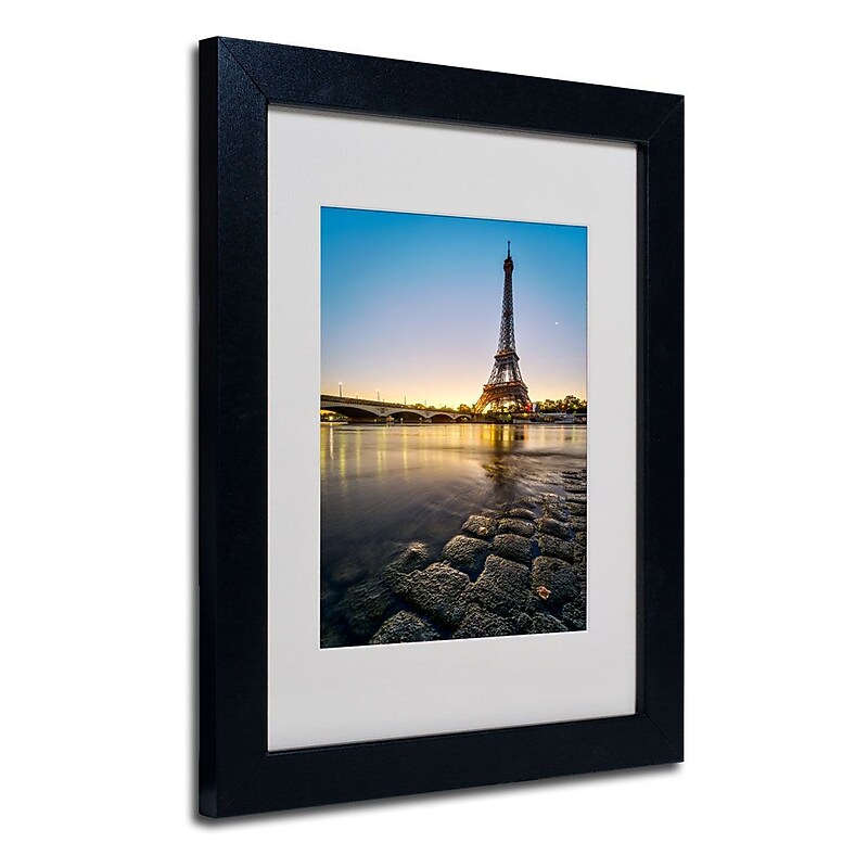 Trademark Fine Art 14" x 11" Acrylic Sunrise In Paris, Black Frame image 1