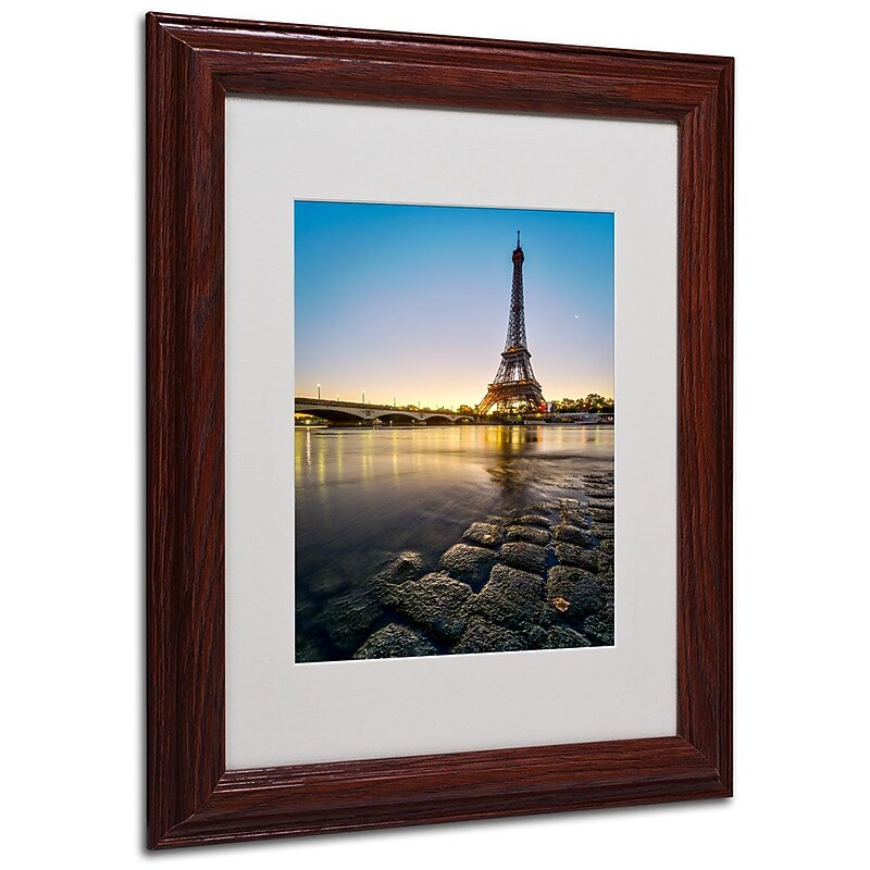 Trademark Fine Art 14" x 11" Acrylic Sunrise In Paris, Wood Frame image 1