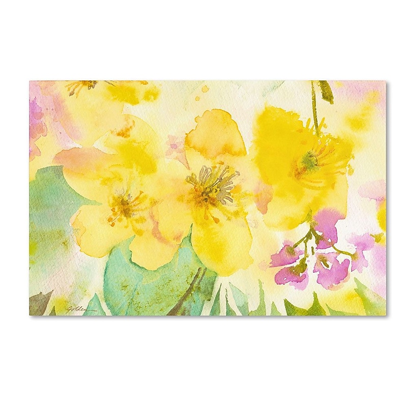 Trademark Fine Art 22" x 32" Wooden Frame Yellow Trio image 1