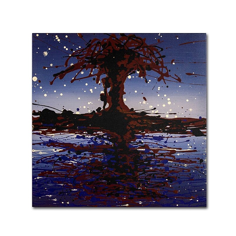 Trademark Fine Art 14" x 14" Wooden Frame Lake Tree image 1