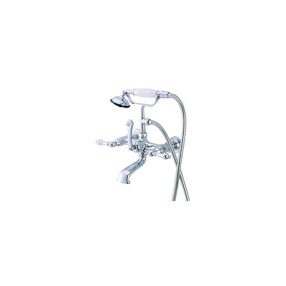 Elements of Design Hot Springs Double Handle Wall Mount Clawfoot Tub Faucet with Hand Shower; Chrome