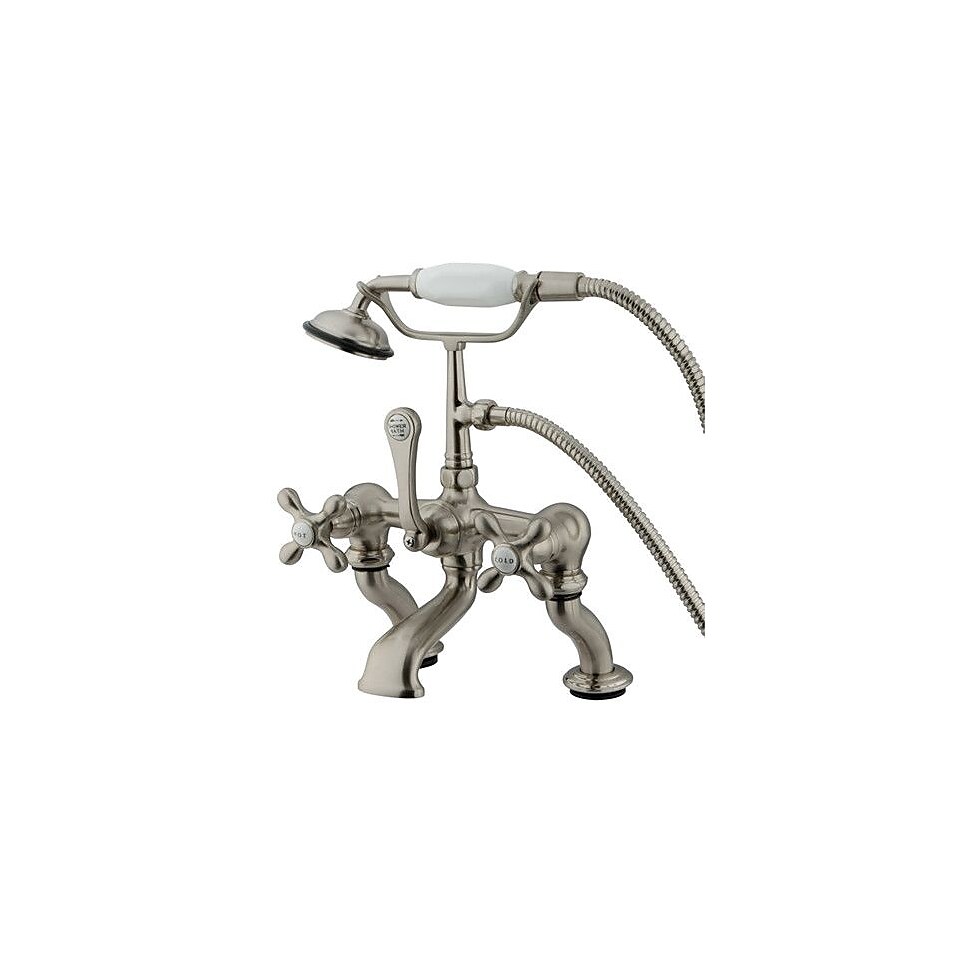 Elements of Design Hot Springs Deck Mount Clawfoot Tub Faucet with Handshower; Satin Nickel