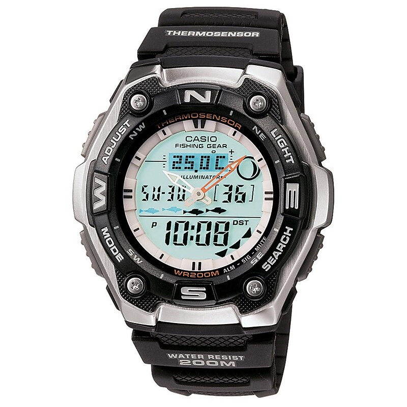 Casio® AQW101-1AV Men's Analog/Digital Fishing Gear Timer Sports Wrist Watch, Black image 1