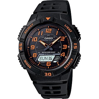 Casio® AQS800W-1B2V Men's Analog/Digital Tough Solar Sports Chronograph Wrist Watch, Black