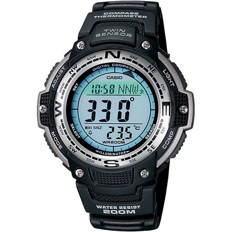 Casio SGW100-1V Men's Digital Compass Twin Sensor Sport Wrist Watch with Resin Band, Black image 1