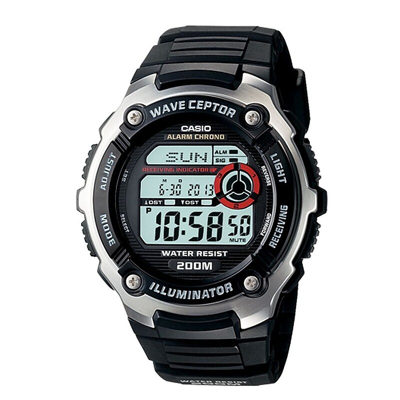 Casio® WV200A-1AV Men's Digital Waveceptor Atomic Chronograph Alarm Wrist Watch; Black image 1