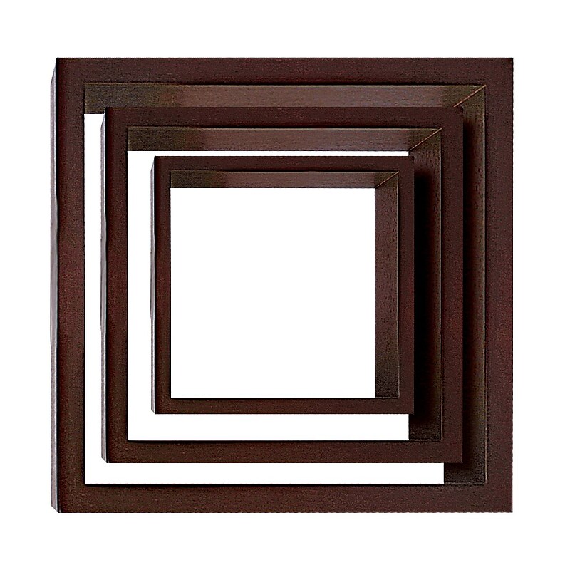 Nexxt PN09424-8INT Set of 3 Brown Wooden Cubby Wall Shelf image 1
