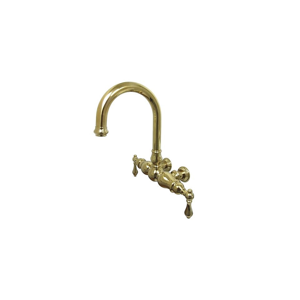 Elements of Design Hot Springs Double Handle Wall Mount Clawfoot Tub Faucet; Polished Brass